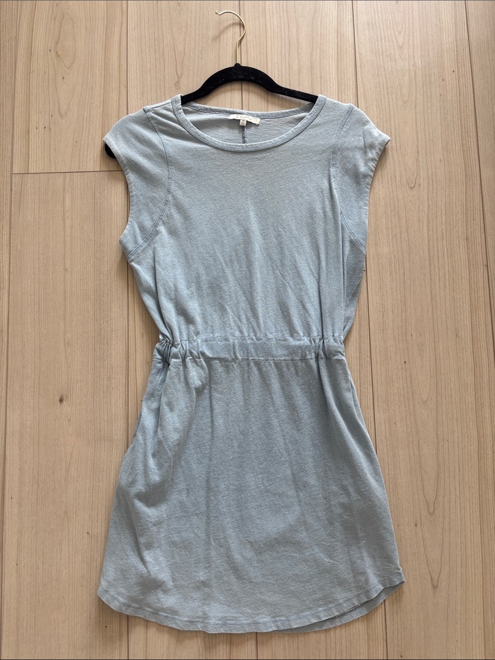 Z Supply Pale Blue Casual Drawstring Waist Mini Dress